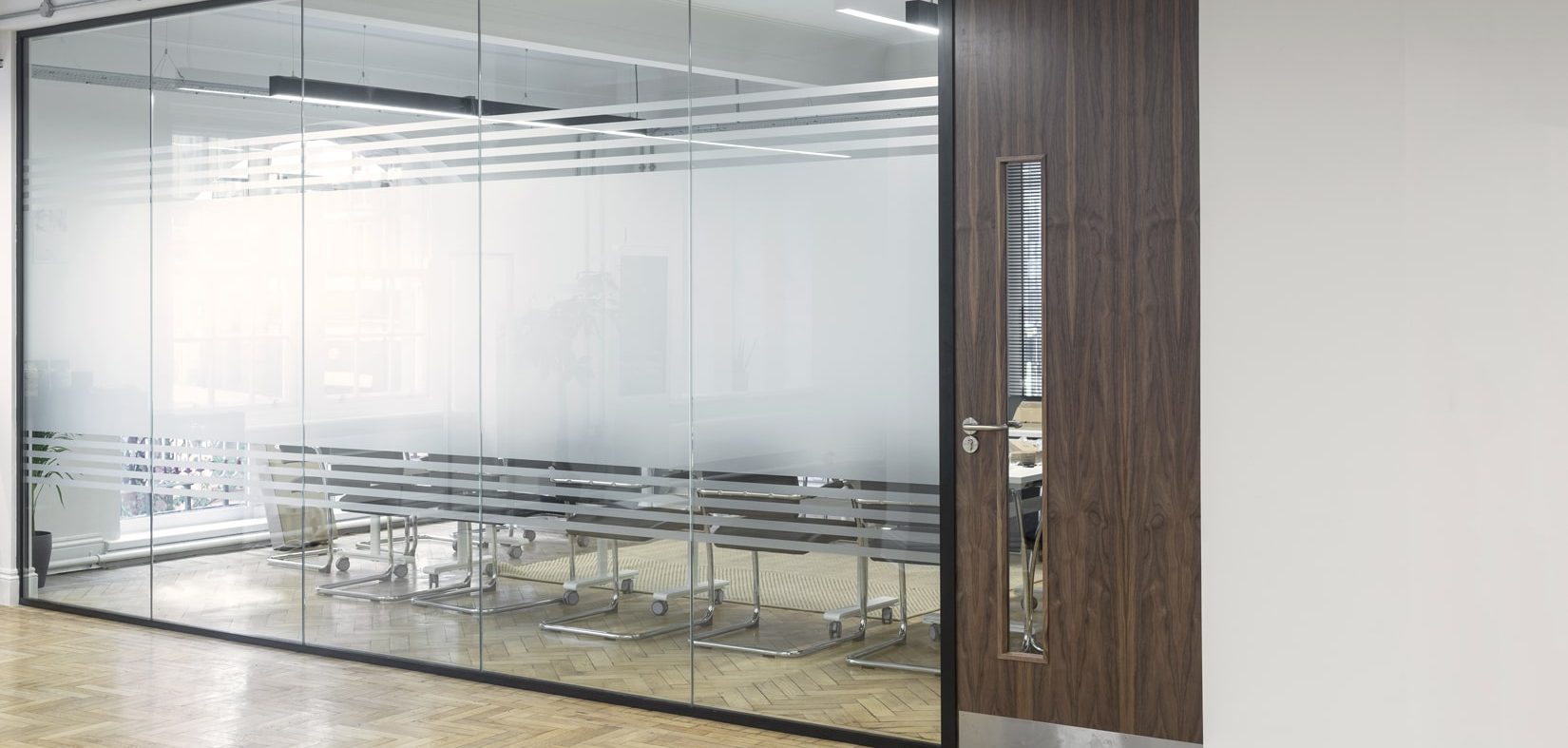 Thin glass partitioning